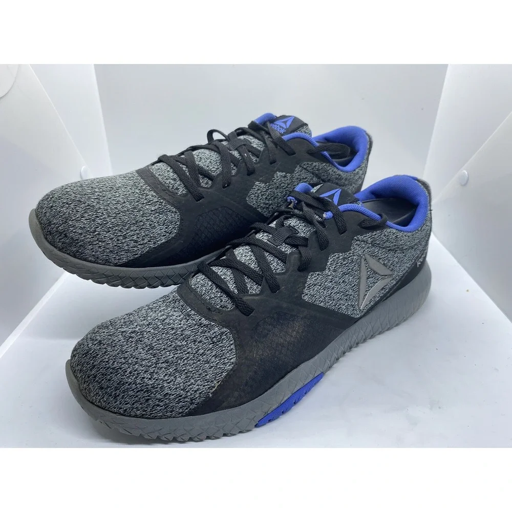 Mens Reebok Flexagon Flexweave Training Shoes Gray Black Blue 1Y3001 Size 10.5